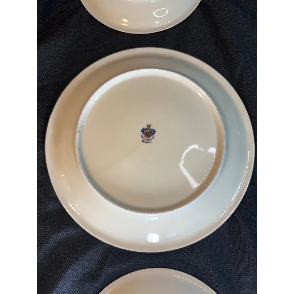 Bavaria Fruit Dessert Plates Set of 5 Vintage Ruffled Edge Porcelain